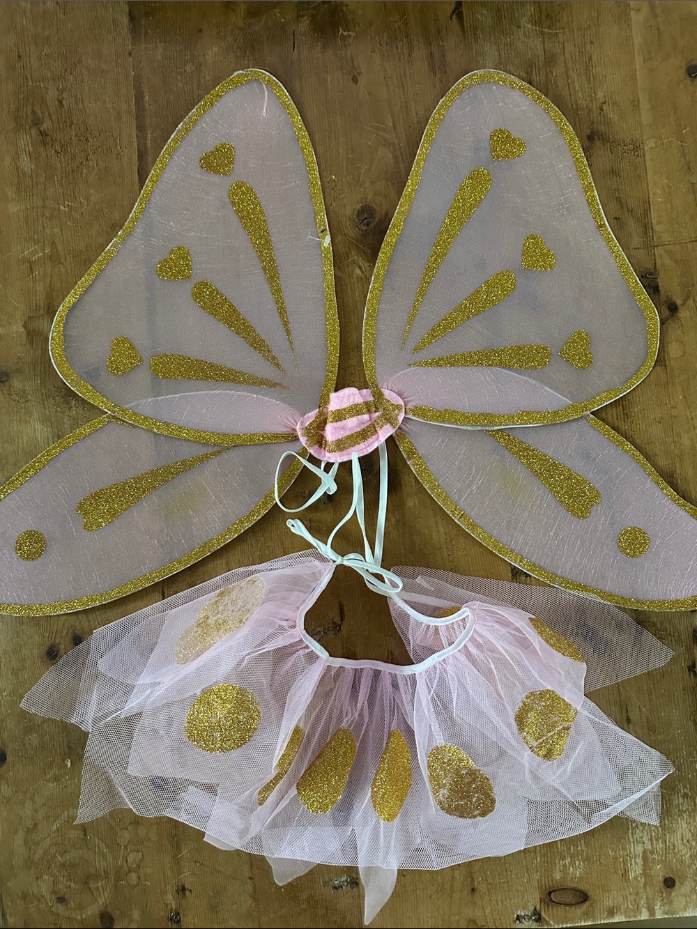 UNBRANDED TUTU WITH BUTTERFLY WINGS PINK & GOLD TODDLER GIRLS ONE SIZE HALLOWEEN
